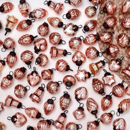 Rose Gold Glass Christmas Ornaments - Glass Ornaments for Decoration and Gift 25 pieces